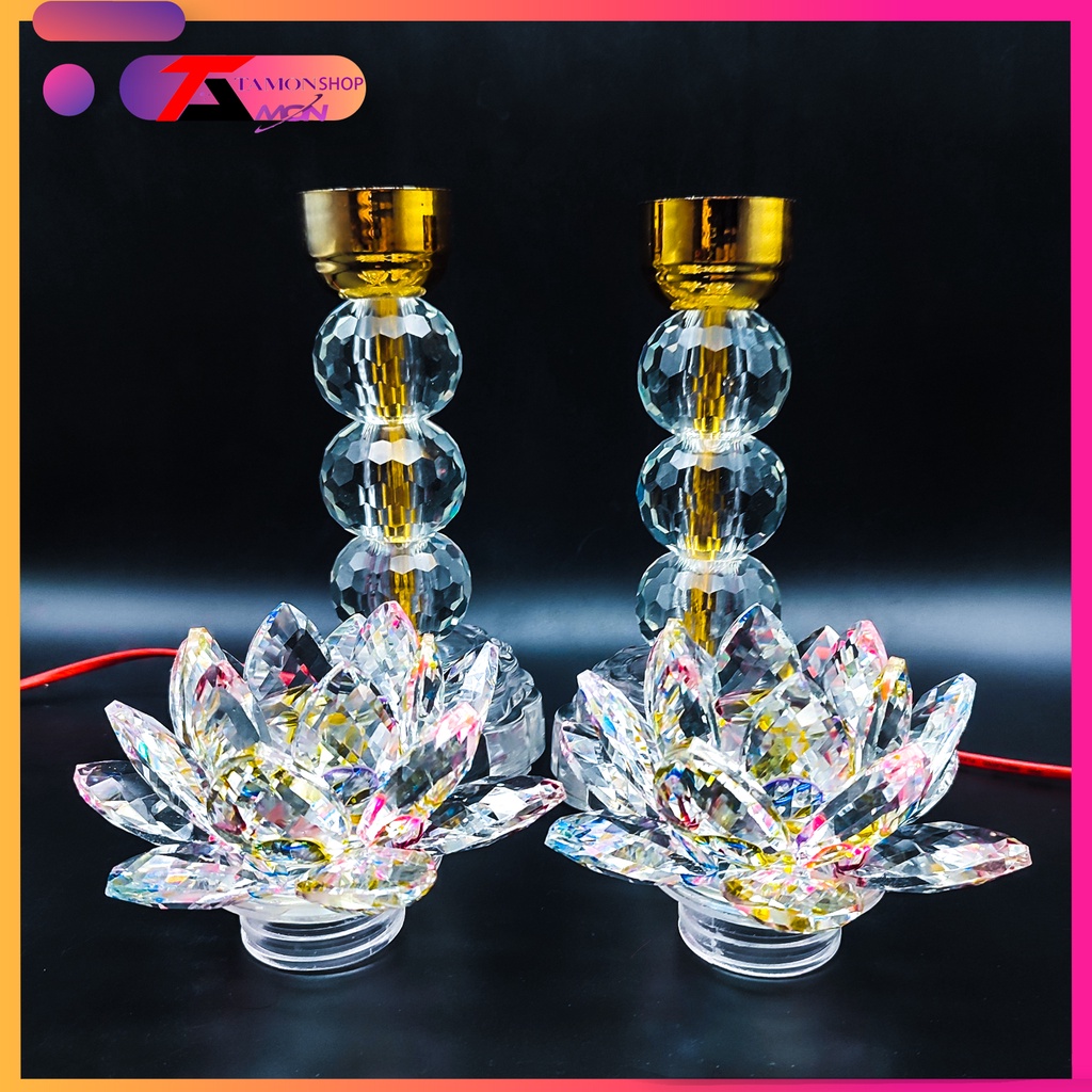 Cặp đèn thờ cầu hoa sen trang trí tủ thờ, đèn thờ gia tiên, quan âm bồ tác, Phật tổ như lai