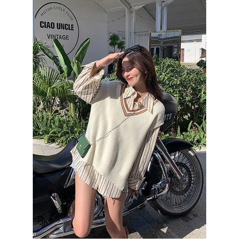 Áo len nữ không tay cổ chữ V thời trang Hàn Quốc
 | BigBuy360 - bigbuy360.vn