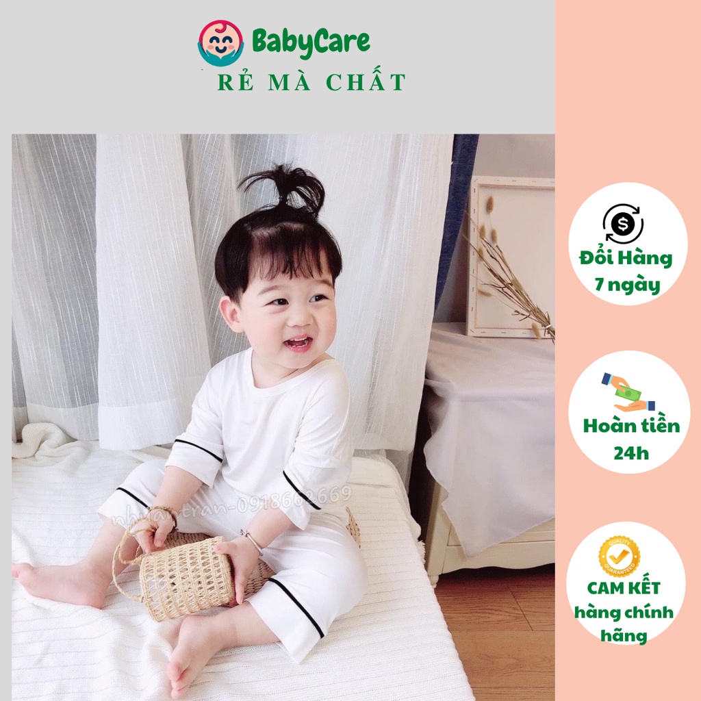 Bộ Dài Tay THUN LẠNH MINKY MOM Viền Lửng ống rộng Cho Bé, Bộ quần áo dài tay cho bé trai bé gái từ 5-18kg