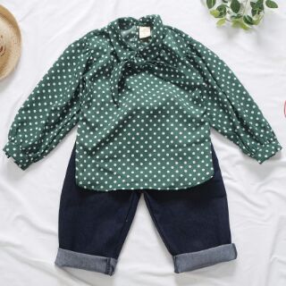 Áo bé gái tay bồng chất lụa Hàn mềm mại, điệu đà