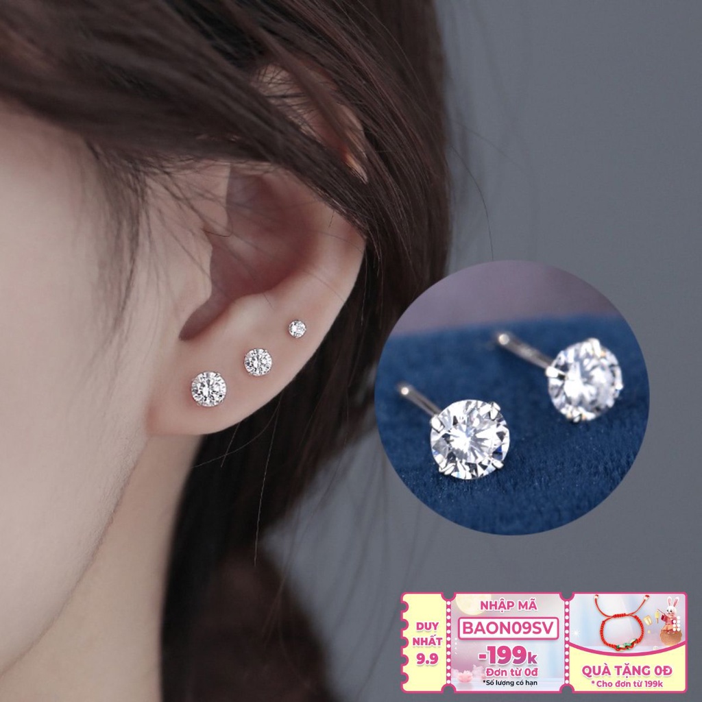 Bông Tai Nụ đá Nhiều Màu nam nữ Đá Zircon đơn giản cá tính XBB48 - Bảo Ngọc Jewelry