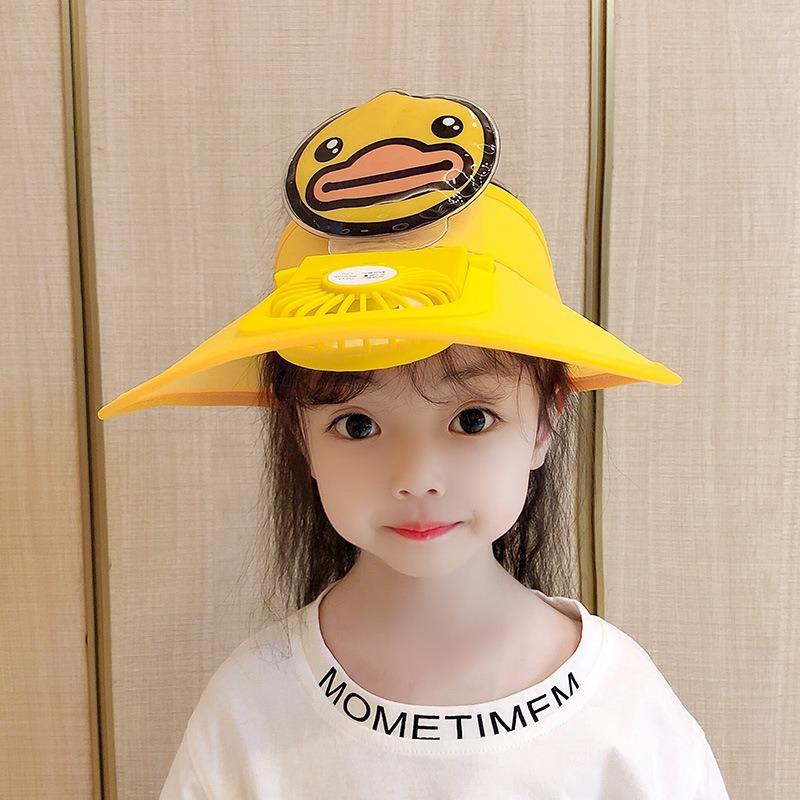 Mũ kèm quạt mini SOFFNY làm mát mùa hè kiểu hoạt hình có thể sạc lại cho người lớn và trẻ em