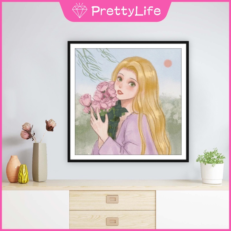 Bộ Tranh Đính Đá 5D Tự Làm 40x40cm Hình Công Chúa Disney