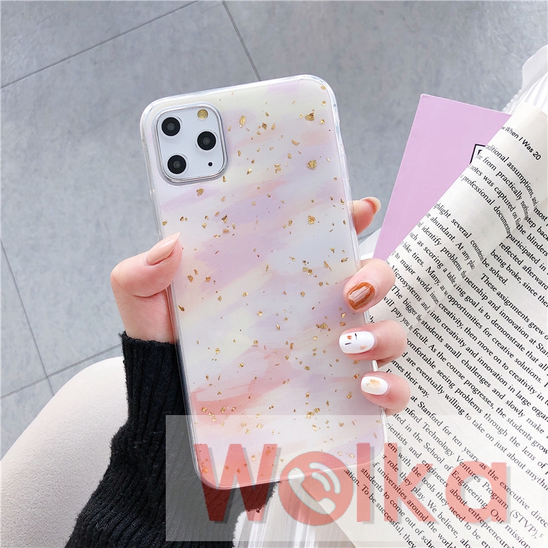 Ốp lưng họa tiết đa sắc phối lá vàng thời trang cho iPhone 7plus 6s 6 7 8 Plus iPhone11 Pro Max X XR XSMax iPhone 12 Pro Max 12Mini | BigBuy360 - bigbuy360.vn