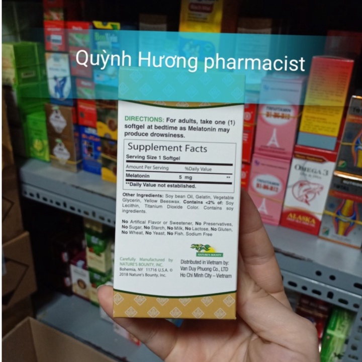 Viên uống MELATONIN 5mg của Nature's Bounty lọ 60 viên hỡ trợ cải thiện giấc ngủ.