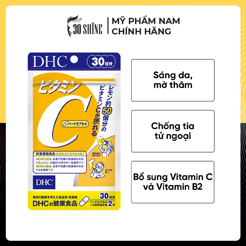 Viên uống DHC Bổ sung Vitamin C Nhật Bản - Gói 60 viên cho 30 ngày/Gói 180 viên cho 90 ngày