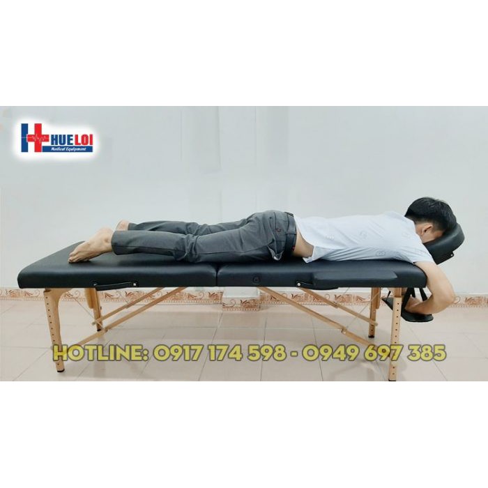 Giường spa gấp gọn hình vali chân gỗ cao cấp HL1 - Giường massage - bấm huyệt