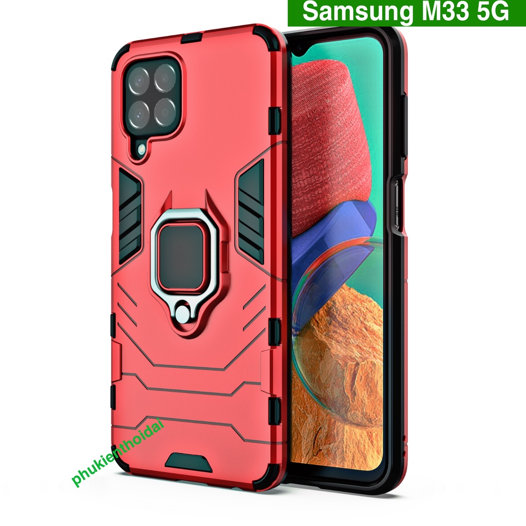 Ốp lưng Samsung M33 5G Iron Man Iring chống sốc giá đỡ xem nhựa PC cứng viền dẻo