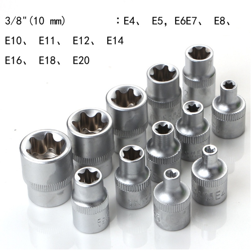 Bộ 34 đầu vặn ốc vít kiểu Torx Cr-V bằng thép loại 3/ 8&quot; &amp; 5 /16&quot; tiện dụng