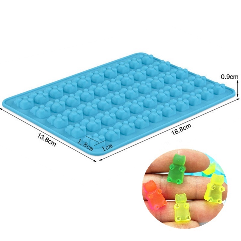 Khuôn Silicone 50 Ngăn Tạo Hình Gấu Gummy/Gấu Trang Trí Bánh
