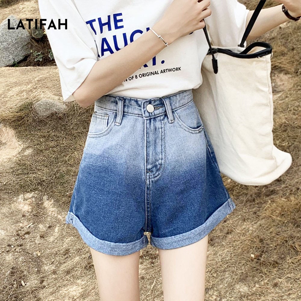 Quần short jeans nữ LATIFAH QS009 lật lai xịt trắng thời trang phong cách hàn quốc