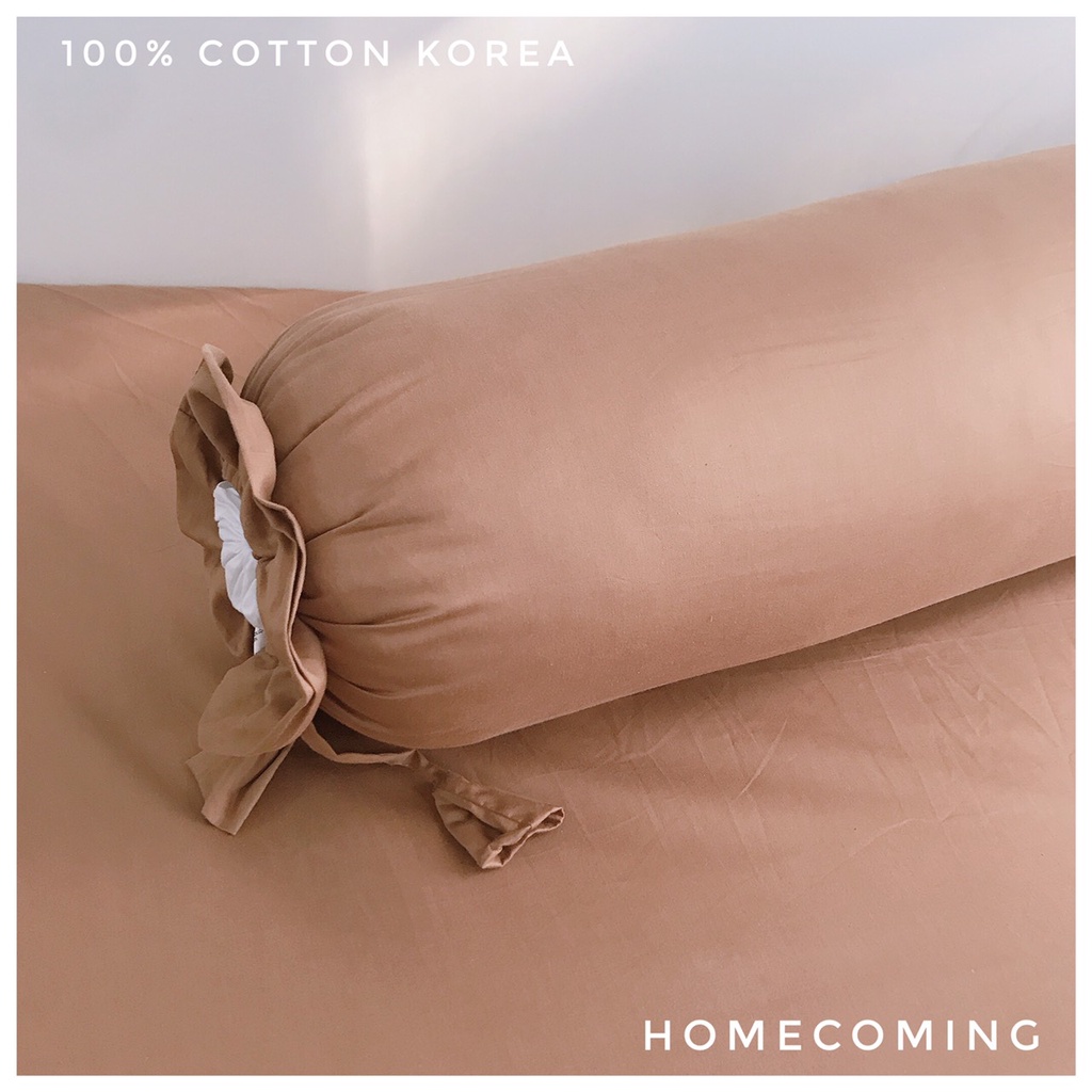 Vỏ gối ôm dài 100% Cotton Hàn màu trơn kích thước 35x100/80x100cm thương hiệu Homecoming