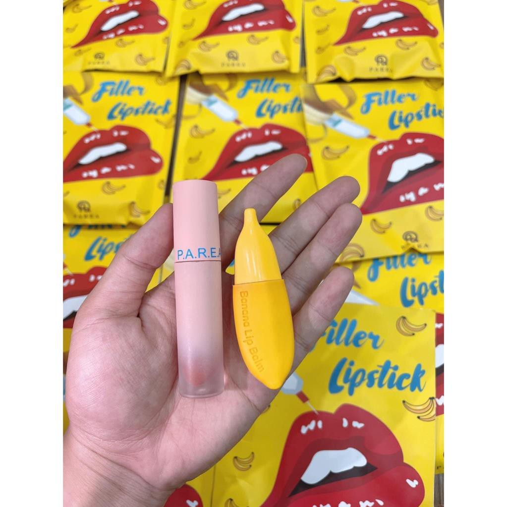[Sẵn SLL] Môi Căng Mọng Hồng Hào với Son Filler Collagen Chuối Khử Thâm Parea cùng son màu Chu Lipstick | BigBuy360 - bigbuy360.vn