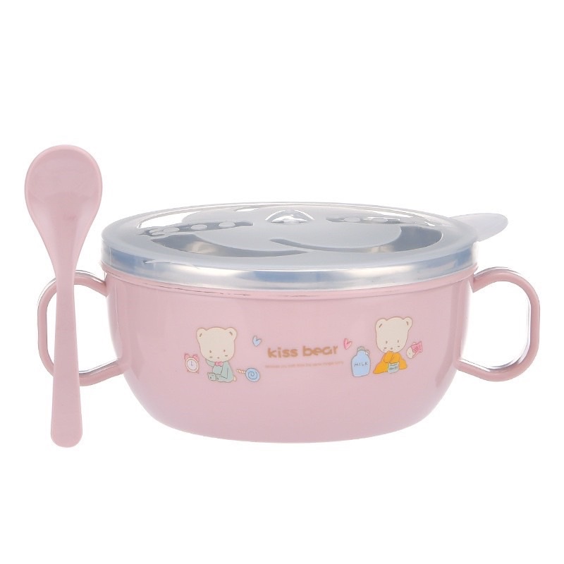 Sét bát thìa ăn dặm cho bé bằng inox chống nóng