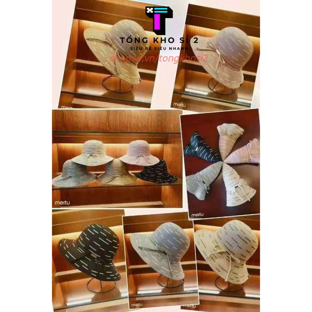 MŨ / NÓN CÓI ( ĐI BIỂN ) TIỂU THƯ MỀM THẮT NƠ VINTAGE