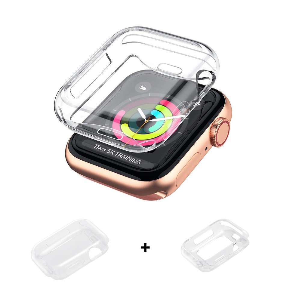 Bộ 2 Case Ốp Dẻo Silicon Dành Cho Apple Watch 40mm Series 4 (Chống Va Đập Trầy Xước, Chống Bụi, Bảo Vệ Viền Và Mặt Đồng
