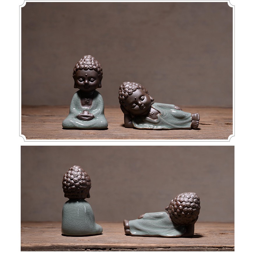 Tượng gốm men sứ Tam thánh tây phương mini nhiều mẫu, tượng gốm tử sa cao cấp trang trí khay trà, phong thủy