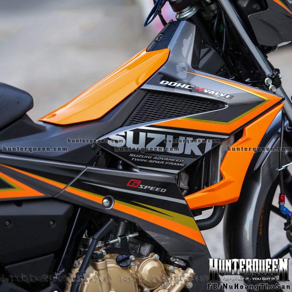 Tem rời cao cấp dán xe Raider FI màu xám. Chất liệu decal Candy có kim tuyến lạ mắt
