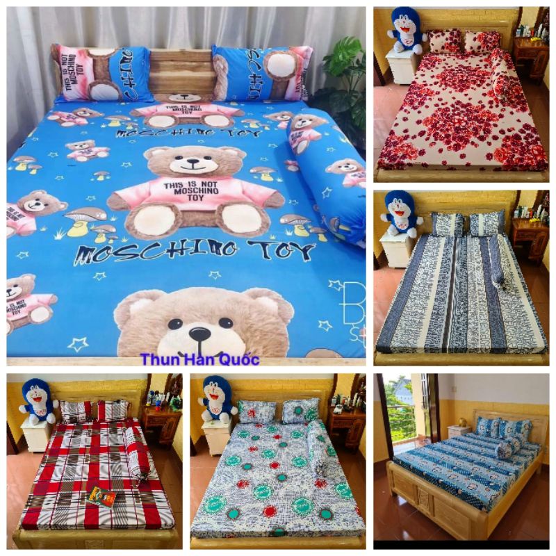 Bộ ga thun hàn quốc 4 món gồm ga vỏ gối
