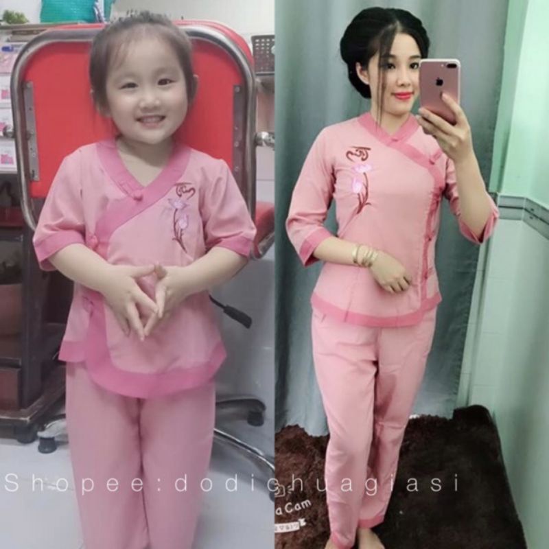 Đồ Lam Đi Chùa - Mẫu Tím Phối Cho Bé