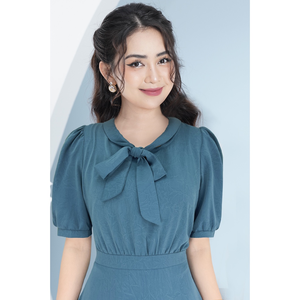 Váy Đầm Thiết kế Luperi LFV3294 Cổ Phối Nơ Dáng Xòe