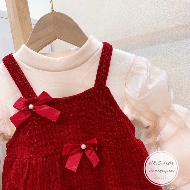 sét váy nhung 2 chi tiết nc cho bé