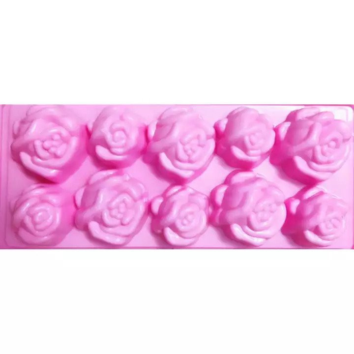 Khuôn 10 viên hoa hồng nở 12 x 27 cm thạch làm thạch rau câu  vỉ đả - Rose Jelly mold