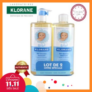 Cặp 2 sữa tắm gội Klorane của Pháp cho bé 500ml*2