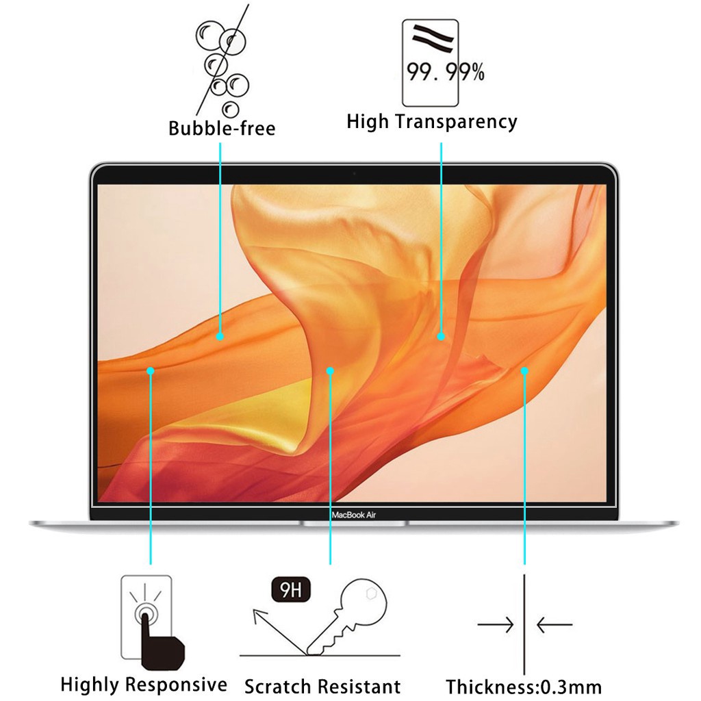 Kính Cường Lực 9H Bảo Vệ Màn Hình Cho MacBook Air 13 inch 2018 A1932 / MacBook Air 13 '' 2020 A2179