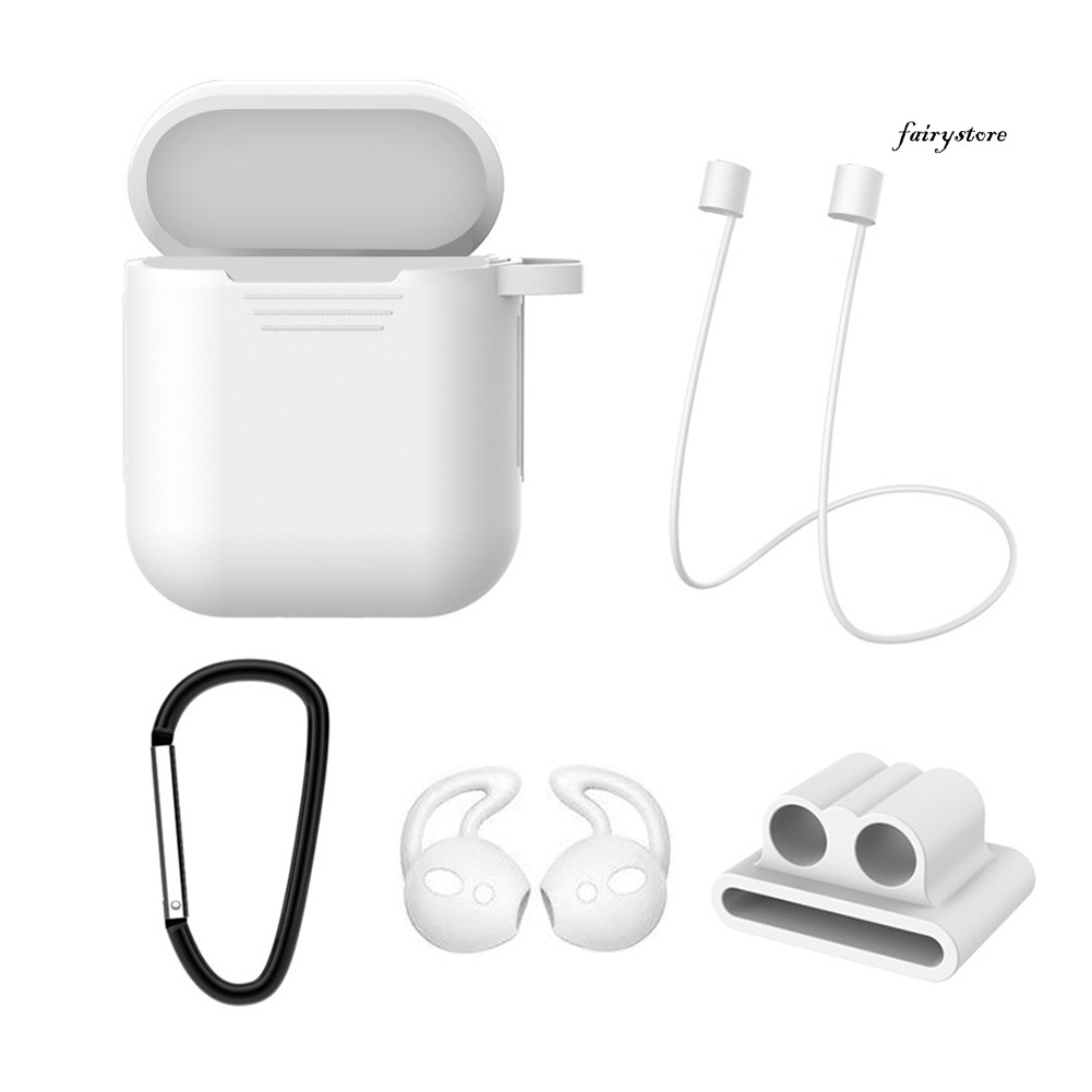 Fs Set 5 Vỏ Bảo Vệ Hộp Sạc Tai Nghe Air Pod 1 / 2 Bằng Silicon Chống Sốc Chống Mất Tiện Dụng