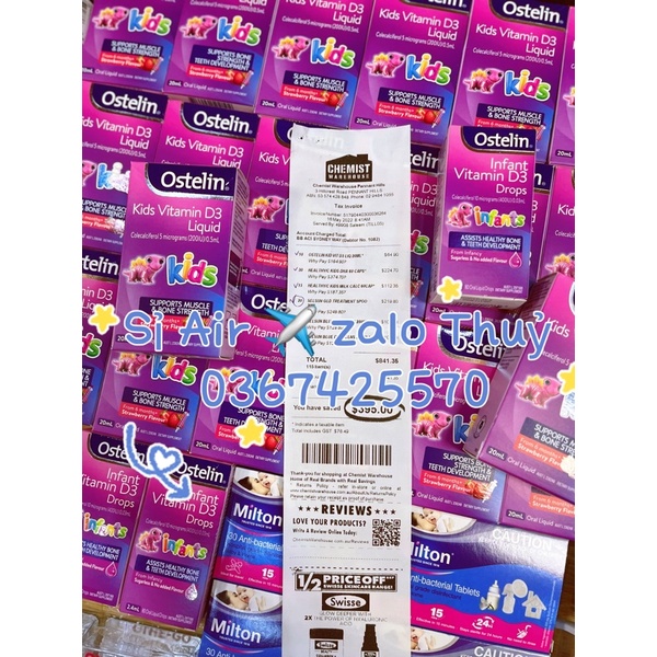 (Air/bill) Ostelin Vitamin D3 Liquid/Drops cho bé của Úc