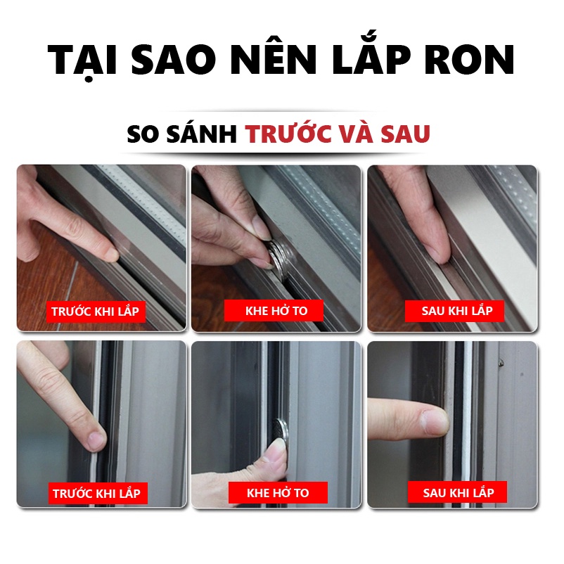 Ron cao su EPDM dán khung cửa ⭐ Gioăng cách âm chống ồn, chống bụi gắn cửa đi cửa sổ KINGRON