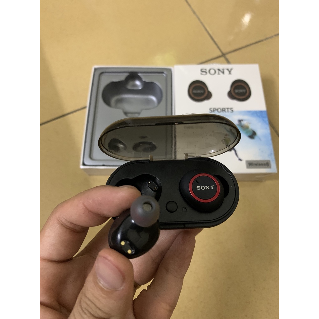 Tai Nghe Bluetooth SONY SPORT TWS - D76 Màu Black Red - Âm Bass Treble Rõ Ràng