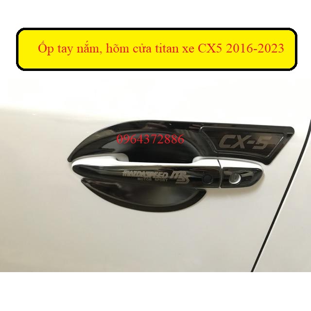 Ốp tay nắm, hõm cửa Cánh Én xe Mazda CX5 2016-2023 titan cao cấp - mẫu cánh én