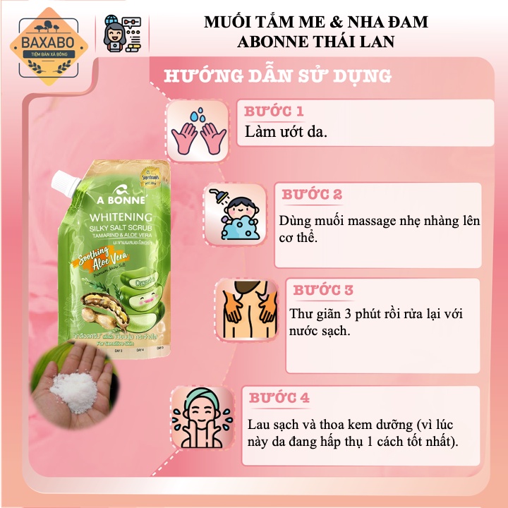 MUỐI TẮM TRẮNG DA GIẢM MỤN A BONNE ACNE WHITE SILKY SALT SCRUB - ME & NHA ĐAM - 350GR - CÓ VÒI - CHÍNH HÃNG C.A.C
