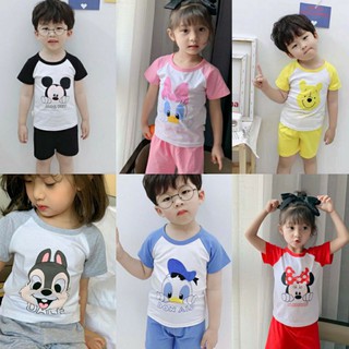 Sét 5 bộ ngắn tay họa tiết xinh yêu cho bé trai, bé gái 6-20kg