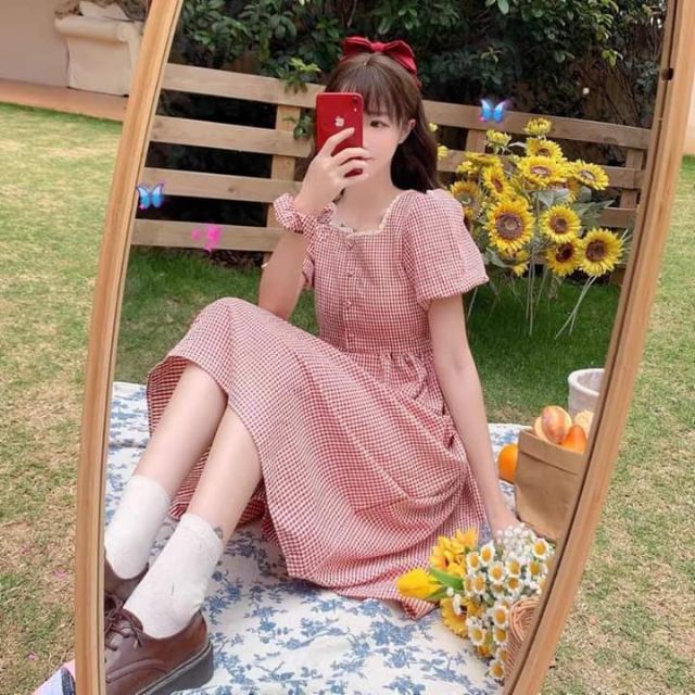 SET ÁO VÁY baby doll kế caro ĐÔI BẠN THÂN