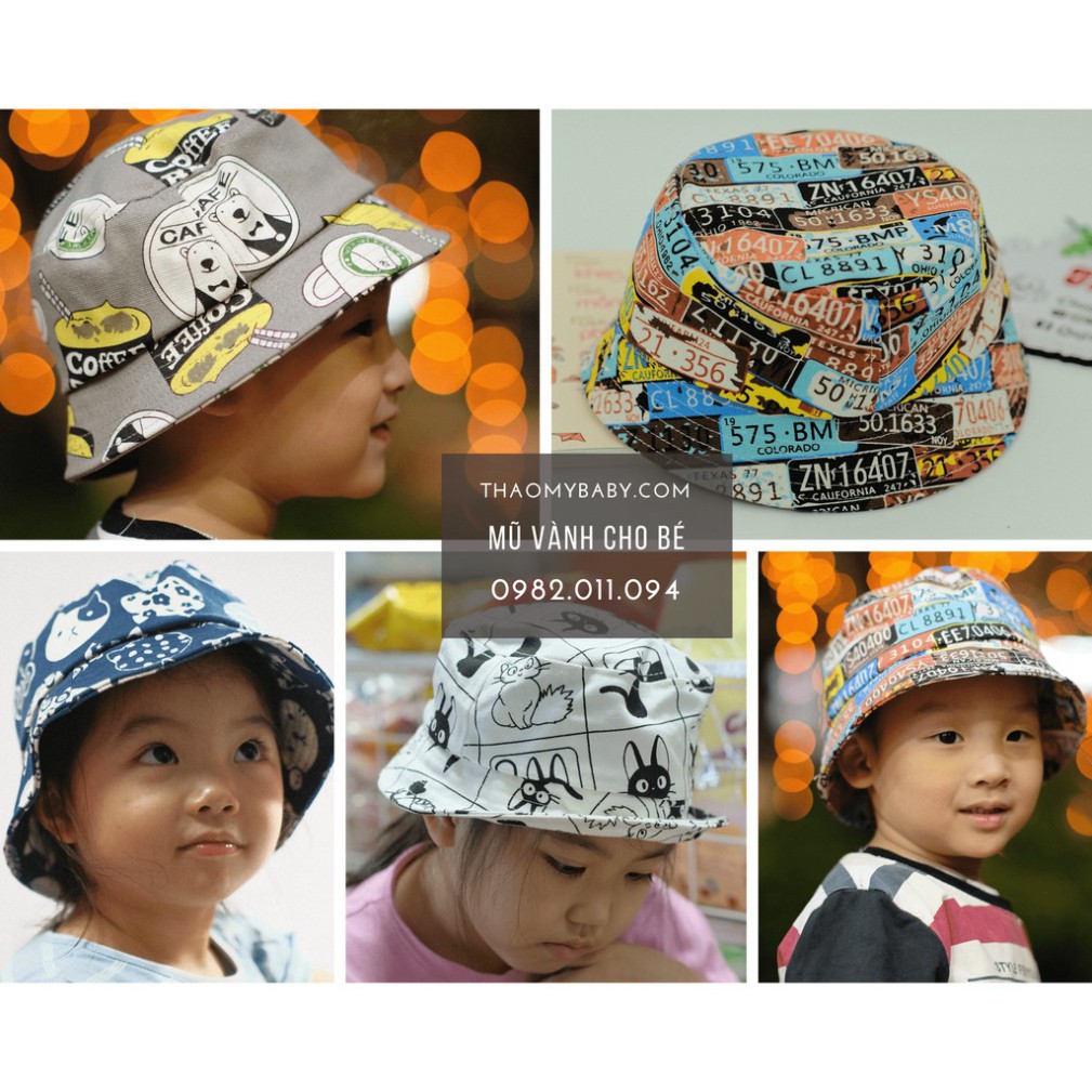 Mũ Vành, Nón Bucket Họa Tiết Hoạt Hình Đáng Yêu Cho Bé Trai Bé Gái 3 - 7 Tuổi