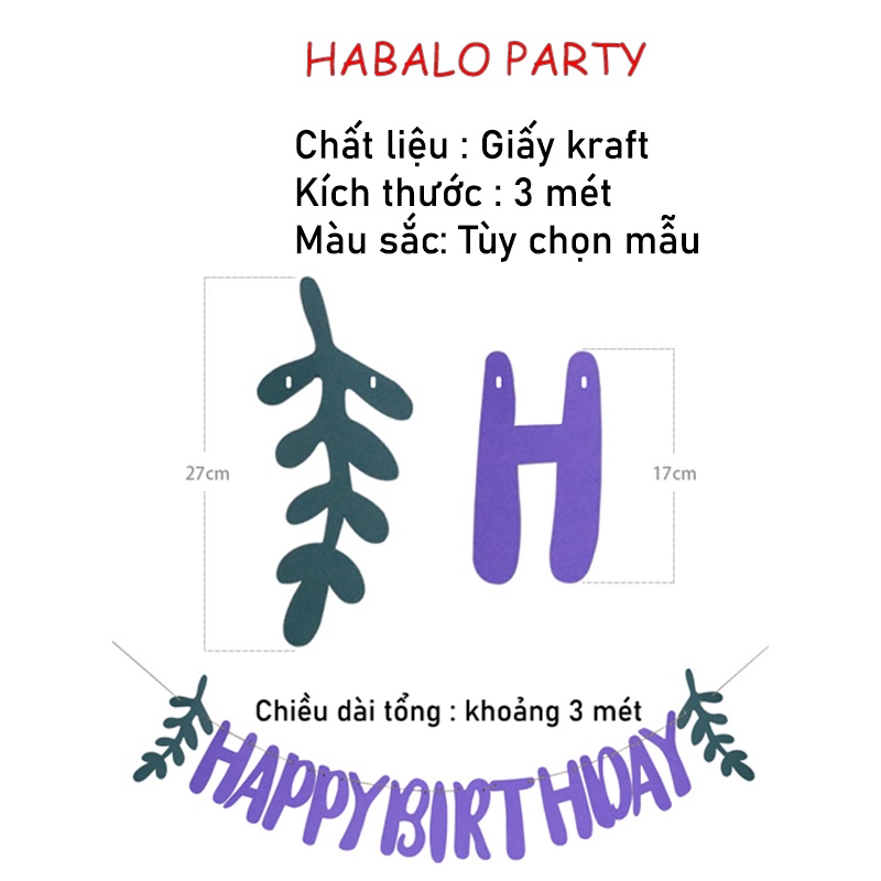 Dây Treo Happy Birthday Kèm Lá Cây Trang Trí Sinh Nhật