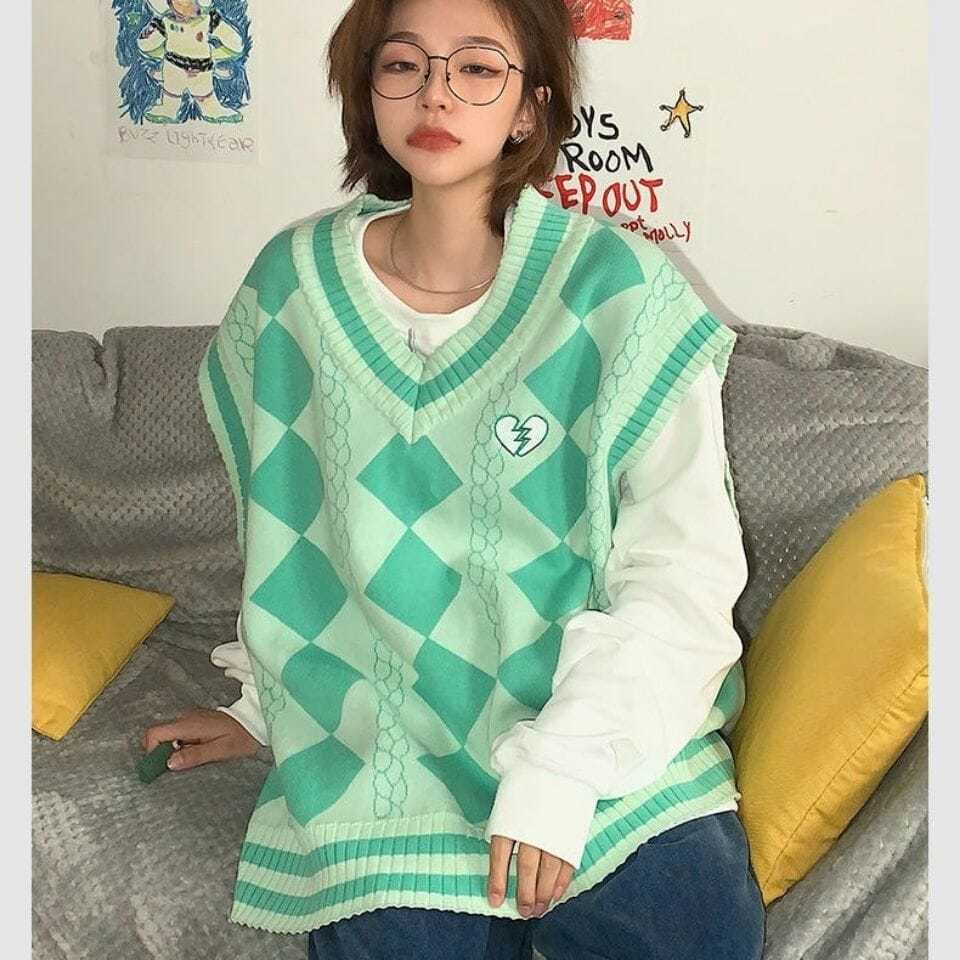 Áo Len Không Tay Cổ Chữ V Họa Tiết Thêu Mới Cho Nữ