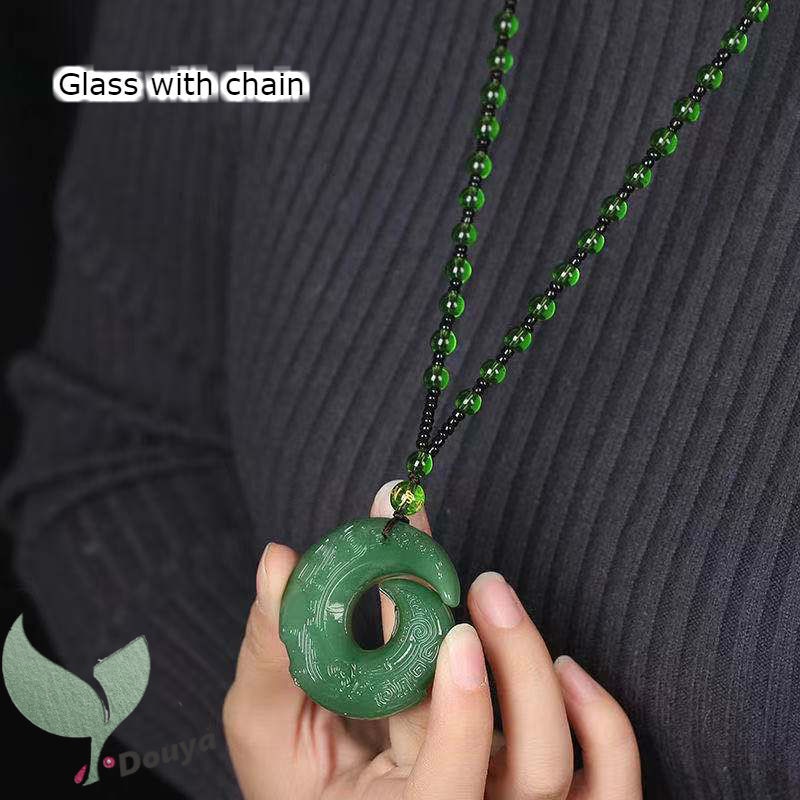 Vòng cổ Mặt Tròn Màu Trắng/Xanh Lá/Đen/Đen May Mắn