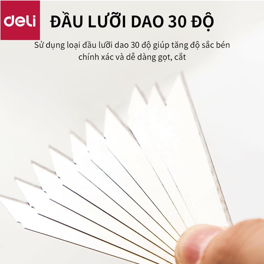 Lưỡi dao rọc giấy Deli, Bạc, 10 chiếc lưỡi/hộp - 2 hộp - E2015 [Deli]