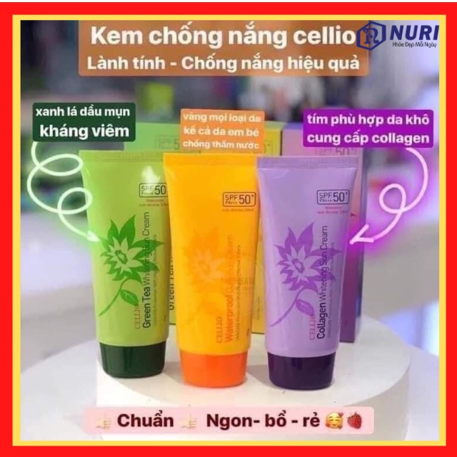 [Chuẩn Hàn , Giá Rẻ] Kem Chống Nắng CELLIO SPF 50 PA++ Chống tia UV, Dưỡng Trắng Da, Bảo Vệ Da, Tuýp 70G