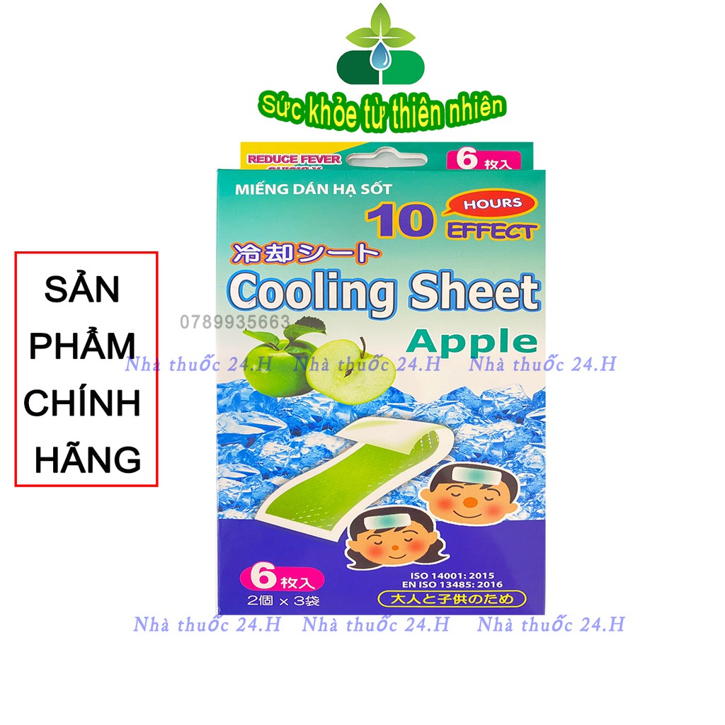 Miếng Dán Hạ Sốt Cooling Sheet Hương Táo.Hạ Nhiệt Làm Mát Cho Bé Từ Sơ Sinh