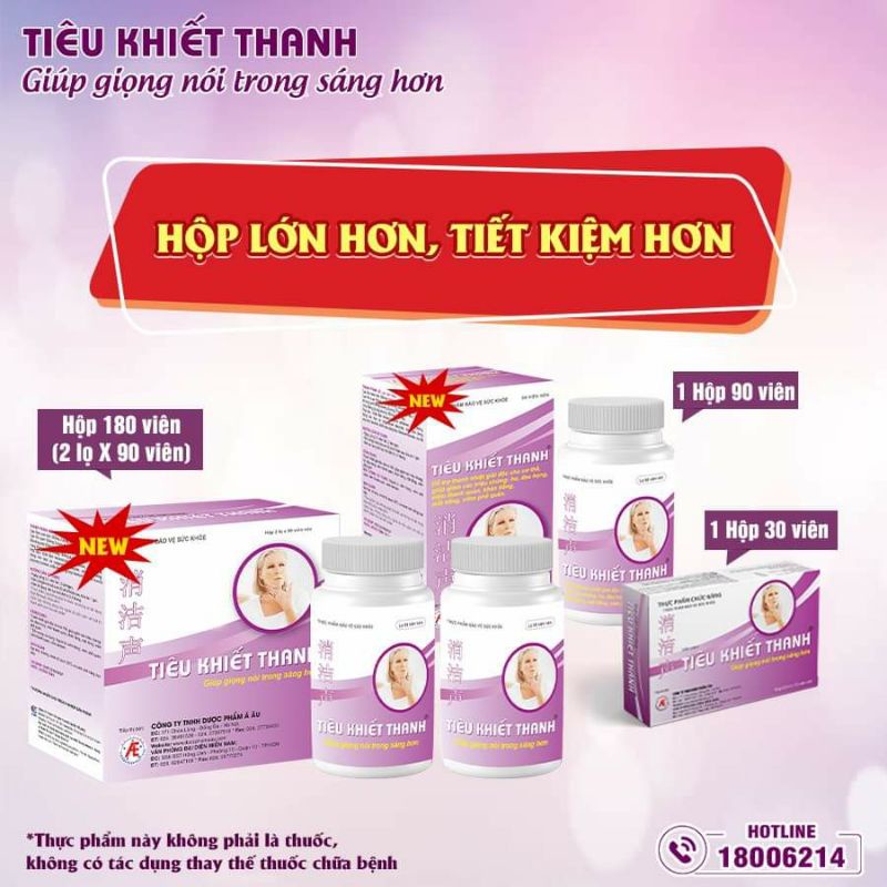 Tiêu Khiết Thanh hộp 180 viên   Giảm ho đau họng ,khản tiếng mất tiếng,viêm thanh quản
