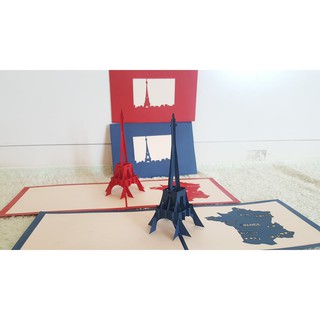 Thiệp 3d - thiệp tòa tháp eiffel 10cm x 15cm - vimoa