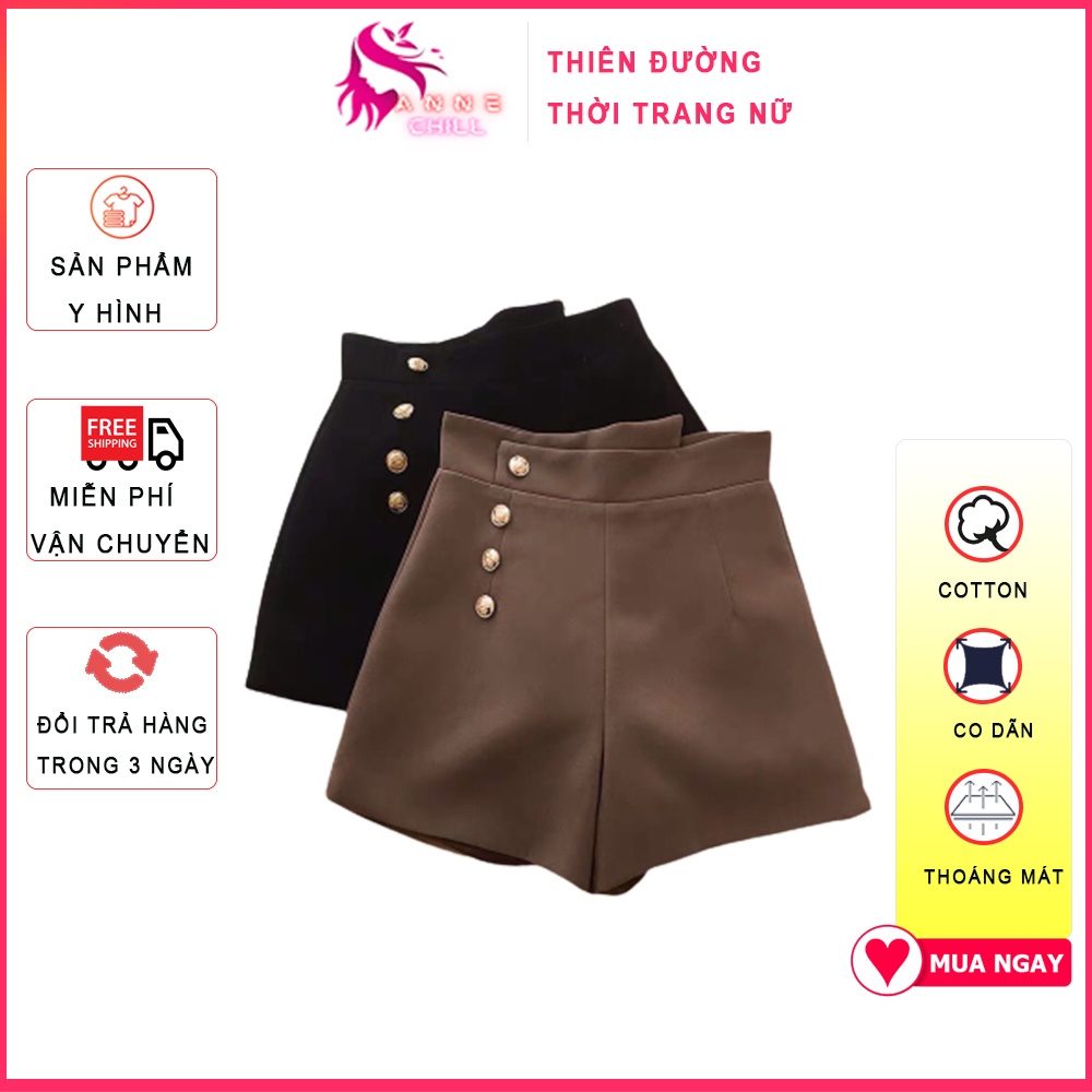 Quần Short Nữ Cúc Lệch (Full Size) Đính Khuy Phá Cách Siêu Xinh, Siêu Hot
