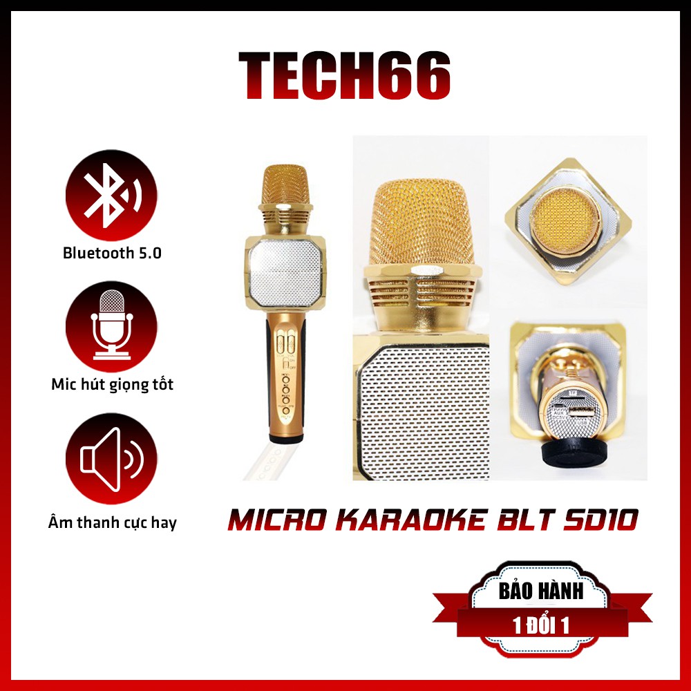 MICRO KARAOKE BLUETOOTH SD10 ĐA NĂNG KIÊM LOA KHÔNG DÂY, ÂM THANH CỰC HAY, MIC BẮT GIỌNG, KẾT NỐI USB, THẺ NHỚ, CỔNG 3.5