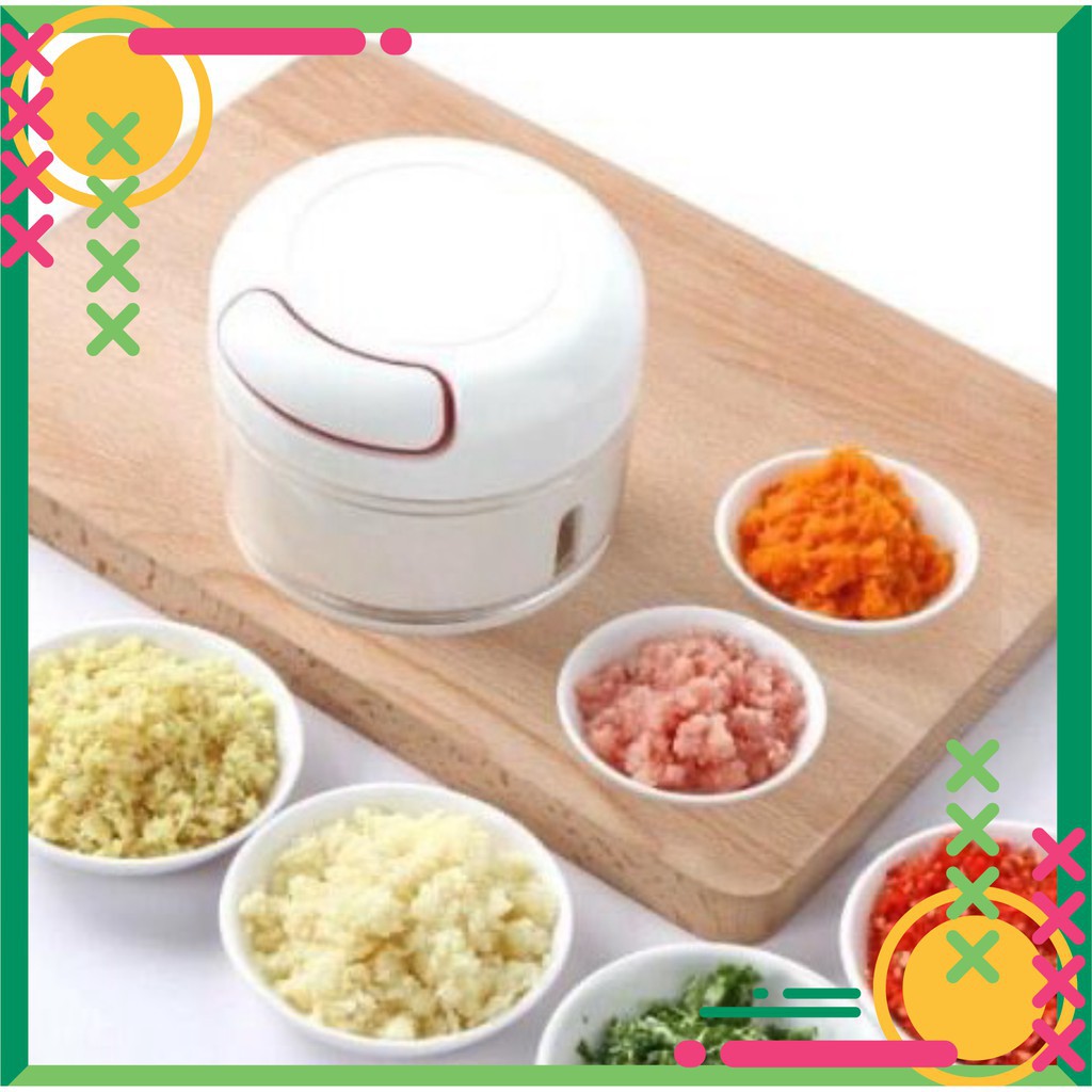 Dụng cụ xay tỏi ớt, thực phẩm rau, thịt, cá.. đa năng, xay tỏi ớt dây rút tiện lợi