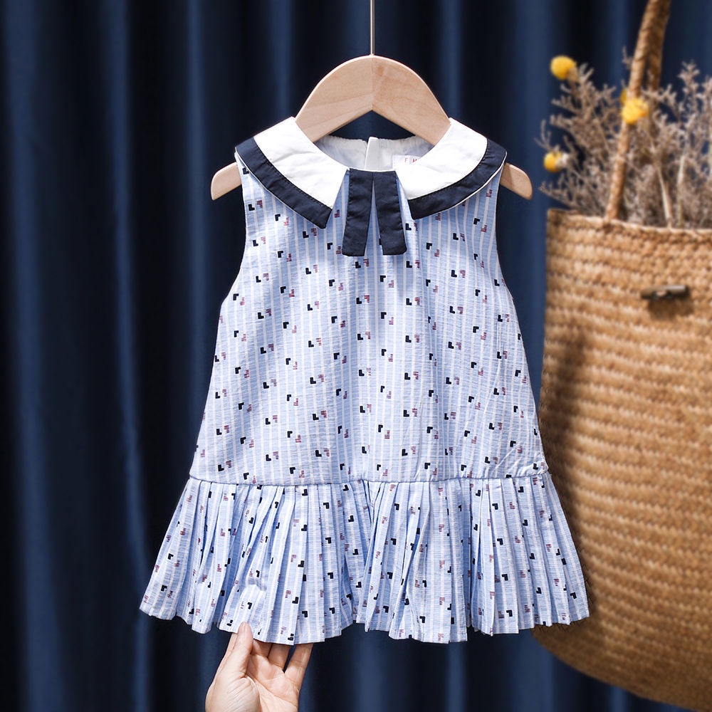 Đầm Công Chúa Sát Nách Xếp Ly Kiểu Hàn Quốc Dễ Thương Cho Bé Gái